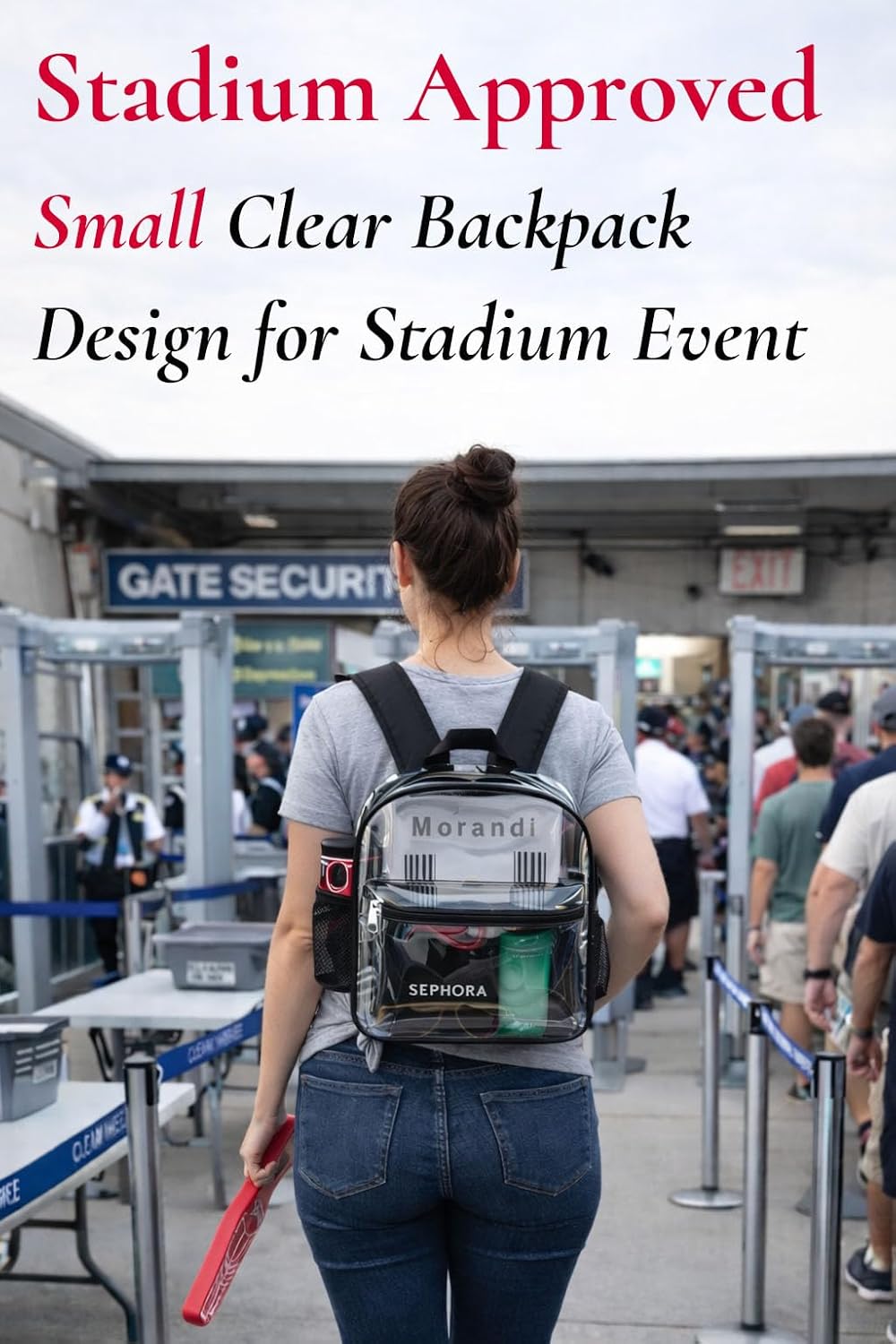 ZENPUNK Clear Backpack for Stadium Approved 12×12×6, Small Size See Through Bag, PVC Transparent Backpack for Festival Sport Event Concerts (BLK) - Image 2