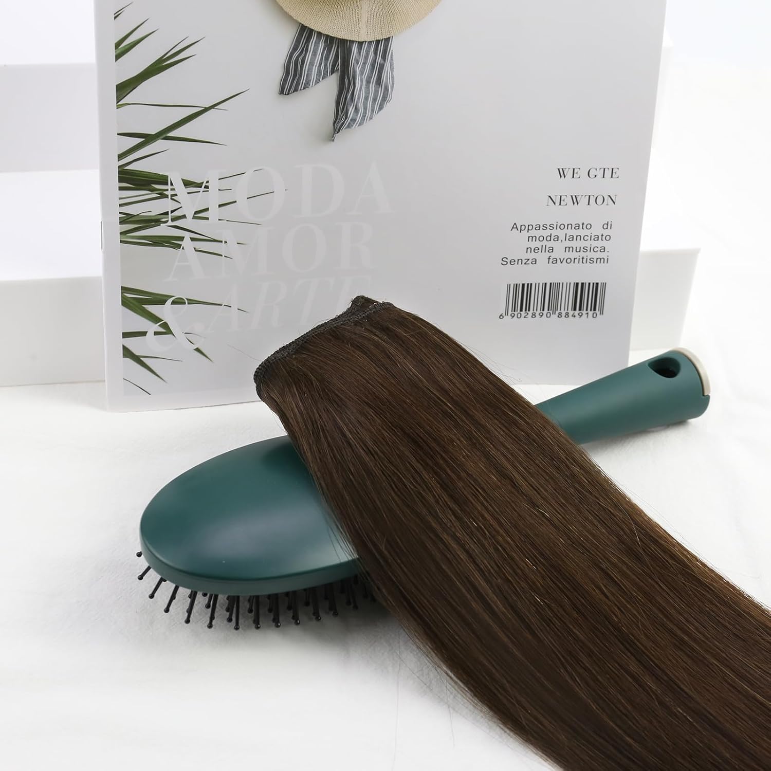 Ugeat Brown Wire Hair Extensions, 16 Inch 80g Wire Hair Extensions Real Human Hair, Natural Looking for Women Medium Length Invisible One Piece Clip ins Hair Extension