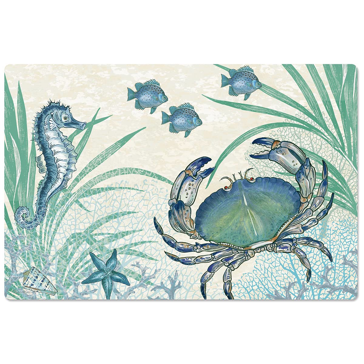 CounterArt Oceana 30” x 20” Decorative Vinyl Comfort Floor Mat Manufactured in The USA, Waterproof, Reduces Muscle Fatigue, Easy to Clean