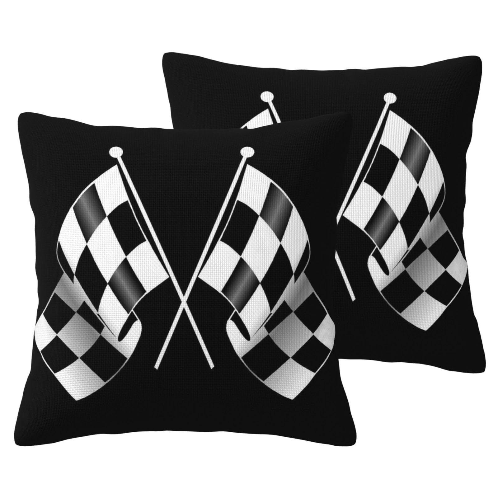 Taies d'oreiller imitation lin style drapeaux à carreaux pour une décoration chic