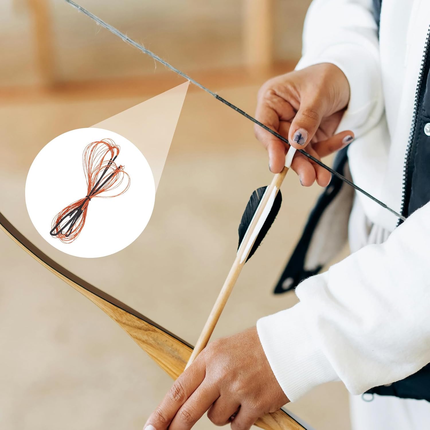 Universal Nylon Bowstring Replacement for Traditional Recurve Bows with Easy to Adjust Feature and Sturdy Material Suitable for Archery Practice and Hunting