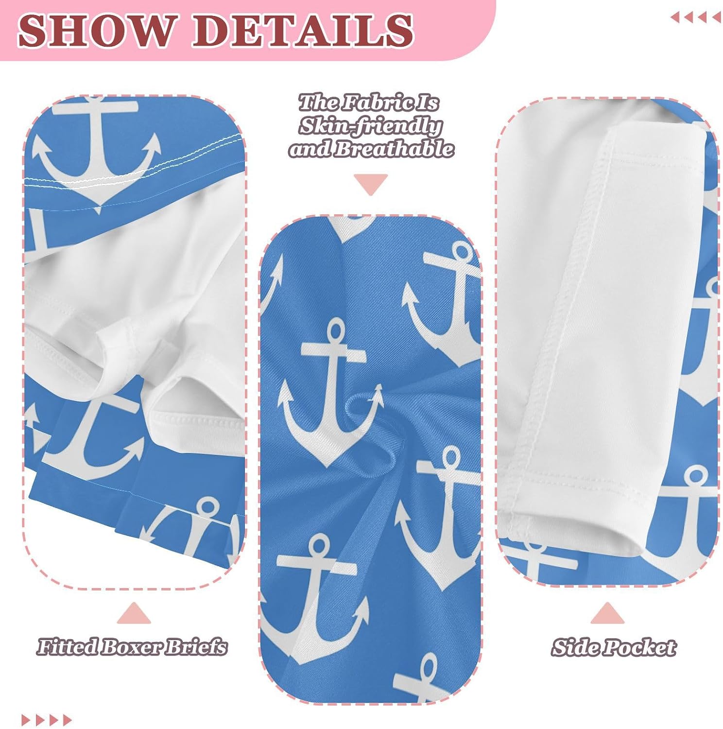 visesunny Blue Ship Anchor Girl's Golf Skirt Athletic Tennis Skort Sport Activewear with Double Layer Pockets