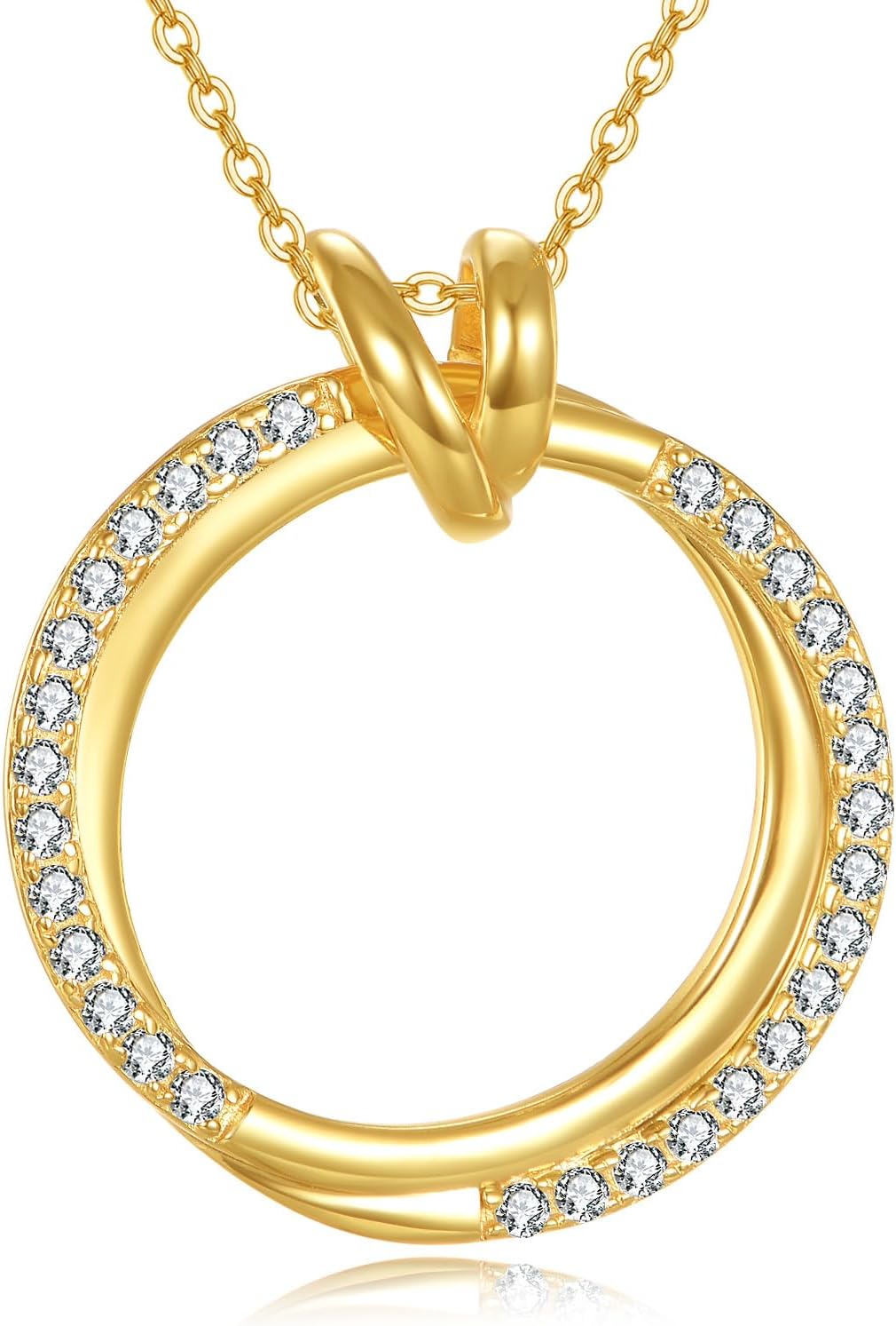 KZX Circle Necklace for Women 925 Sterling Silver Round Pendant Necklace Circle Jewelry Gifts for Women Lover Wife