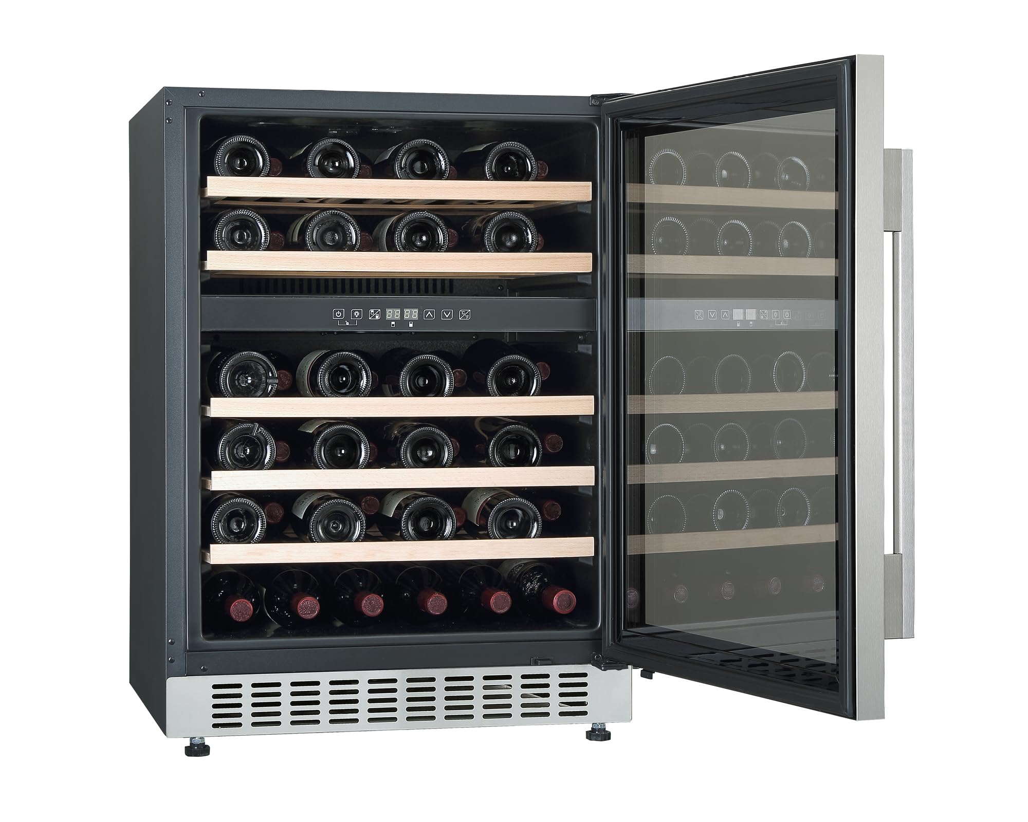 Cata Vinoteca VI 59082 X/A No Frost de Encastre Total Capacidad 46 Botellas con Dos Zonas de Temperatura Control Electrónico y Panel Touch Luz Interior LED Puerta Reversible Ancho 59,5 cm Color Inox