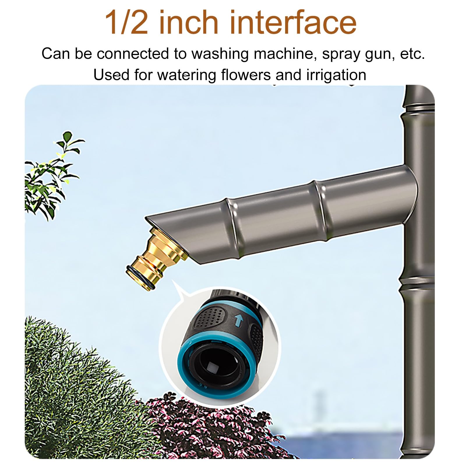 Columna de Agua Decorativa de bambú Antiguo Totalmente de Cobre para jardín Grifo anticongelante montado en el Suelo para riego y Lavado de Jardines (69 5 cm/27 4 Pulgadas)