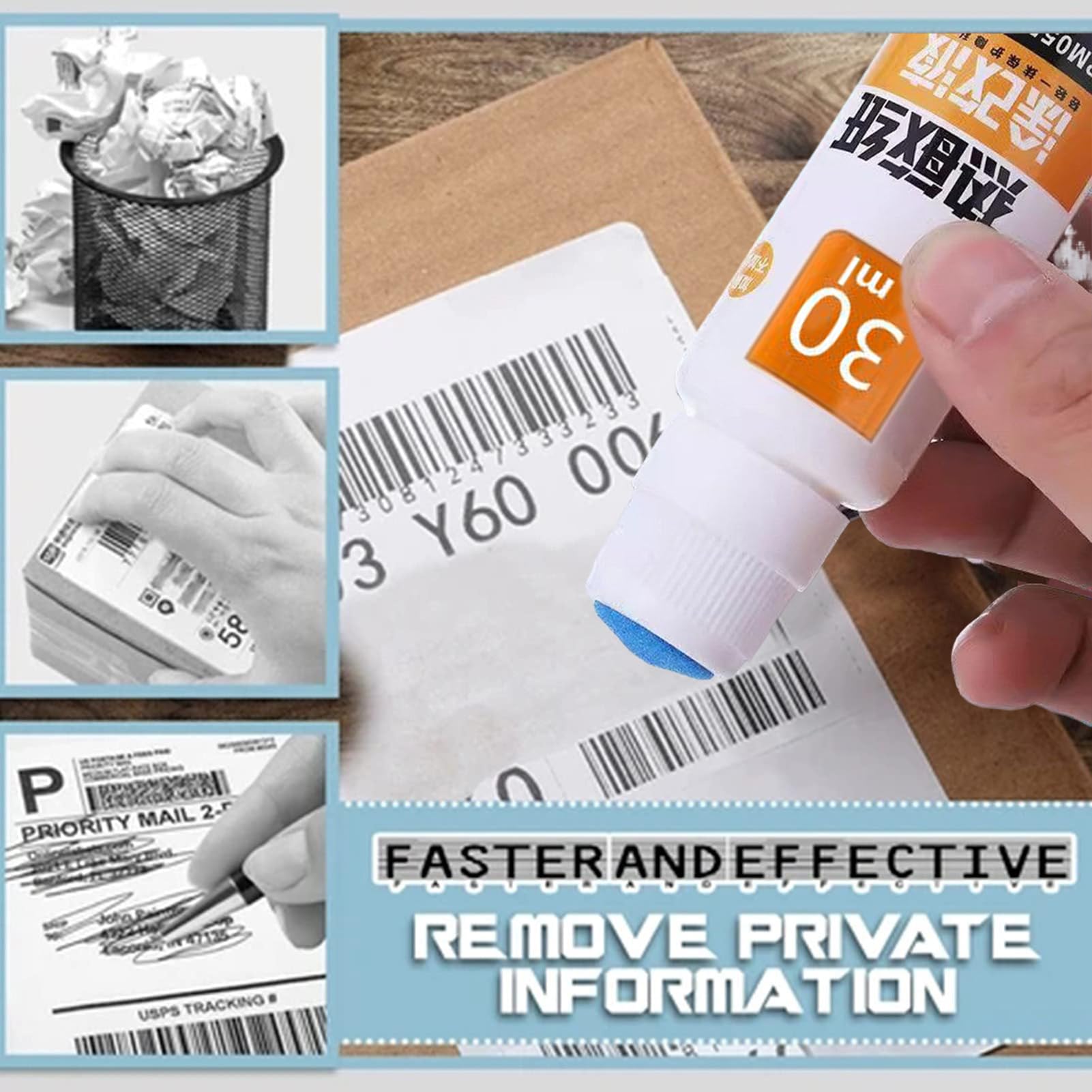 Borrador para Papel Térmico | Líquido Eliminador De Papel Térmico Sensible | 55 Ml/30 Ml Protección Privacidad Eliminación De Escritura Para Hombres