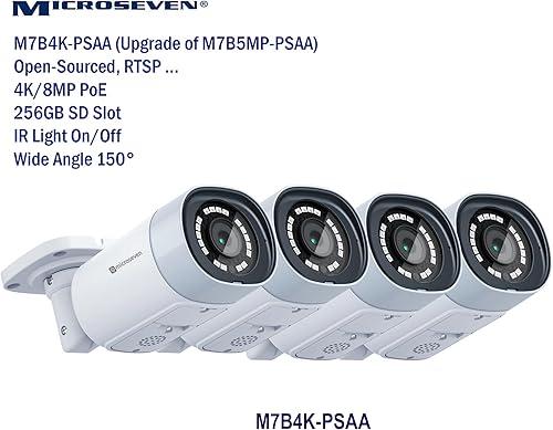 Miniatura 2 de 4xMicroseven Open Source 4K8MP UltraHD 3840x2160 PoE 2 conversación bidireccional, gran angular, micrófono amplificado y altavoz, ranura de 256 GB,