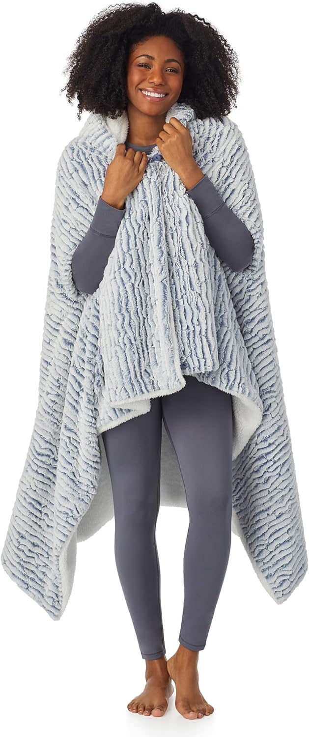 Saint Eve Grown Ups Sherpa Lined Fleece Blanket Hoodie for Women, Comfy Oversized Wearable Blanket Wrap with Animal Hood