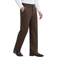 Susclude Mens 30"/32" Plaid Casual Dress Pants Straight Fit Tapered Trousers Wrinkle-Free Flat Front Work Office Slacks