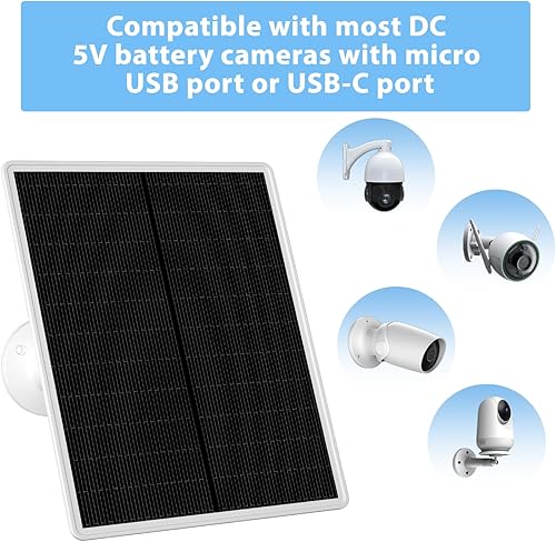 Miniatura 2 de LP Panel solar de 6 W para cámara de seguridad inalámbrica para exteriores, compatible con cámara de vigilancia alimentada por batería recargable,