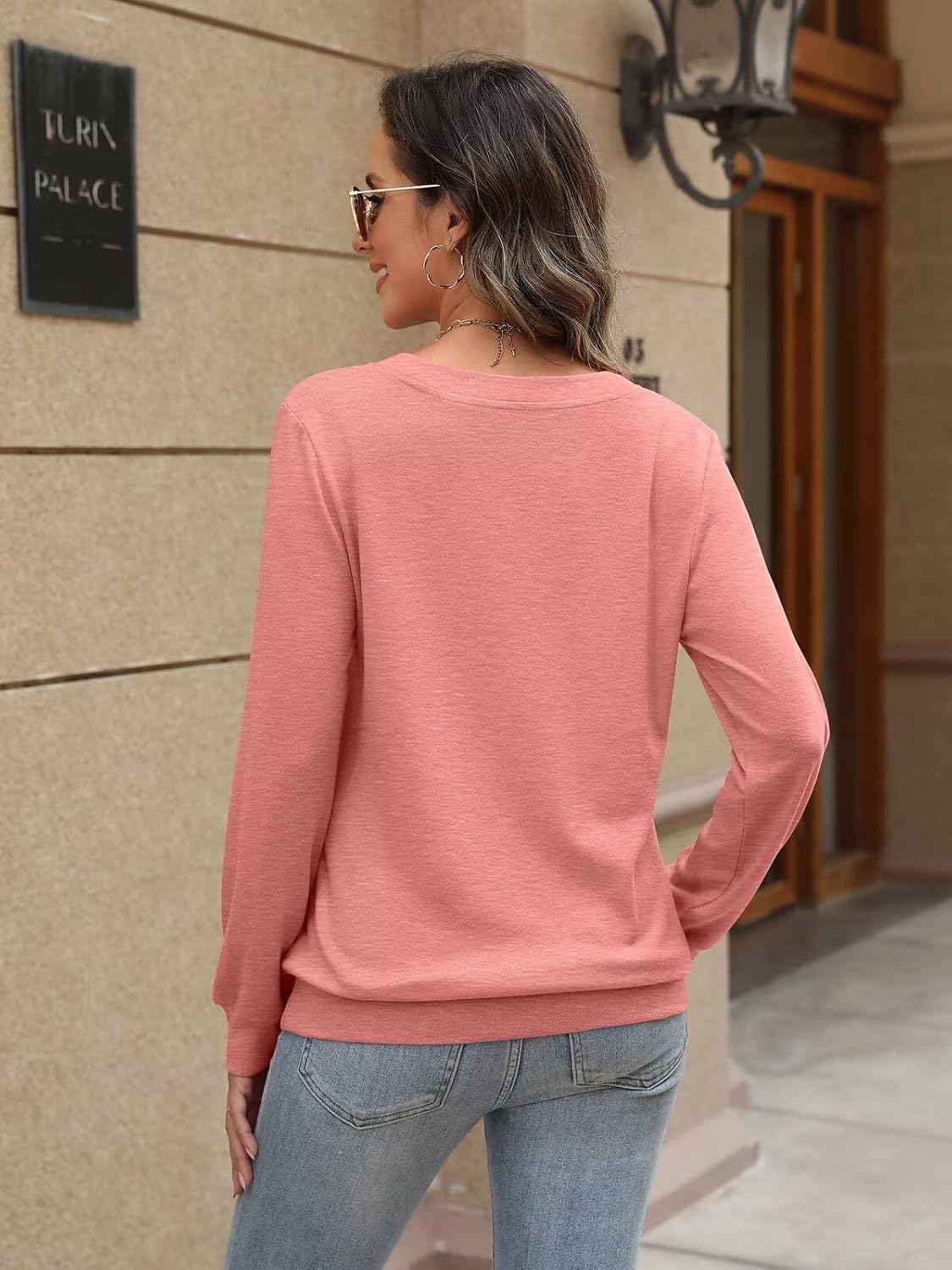 EADINVE Womens V Neck Long Sleeve Sweatshirts Lightweight Pullover Cute Fashion Cute Fall Clothes Tunic Tops 2025 - Image 6