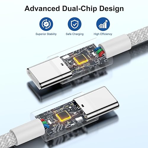 Miniatura 3 de Cable de carga USB C a C de 10 pies, 60 W, cable de carga rápido tipo C a C para Apple iPhone 15 Plus15 Pro Max, MacBook Pro 2021202020192018, iPad