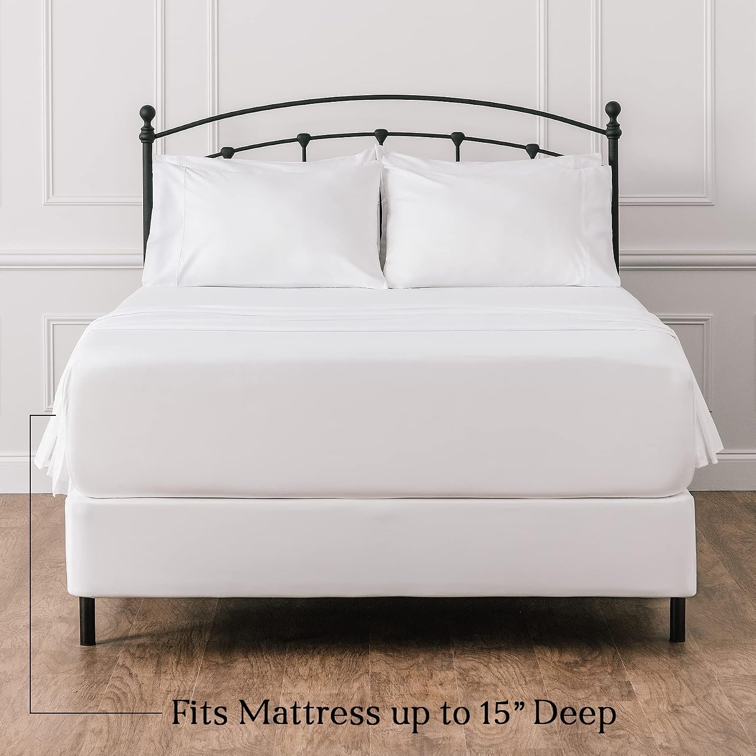 Chanasya Premium Embossed White Bed Sheets Set for Queen Size 4-Piece - Soft Maze Pattern 1 Flat Sheet 1 Fitted Sheet 2 Pillowcases - Wrinkle Resistant - Brushed Microfiber - White - Queen