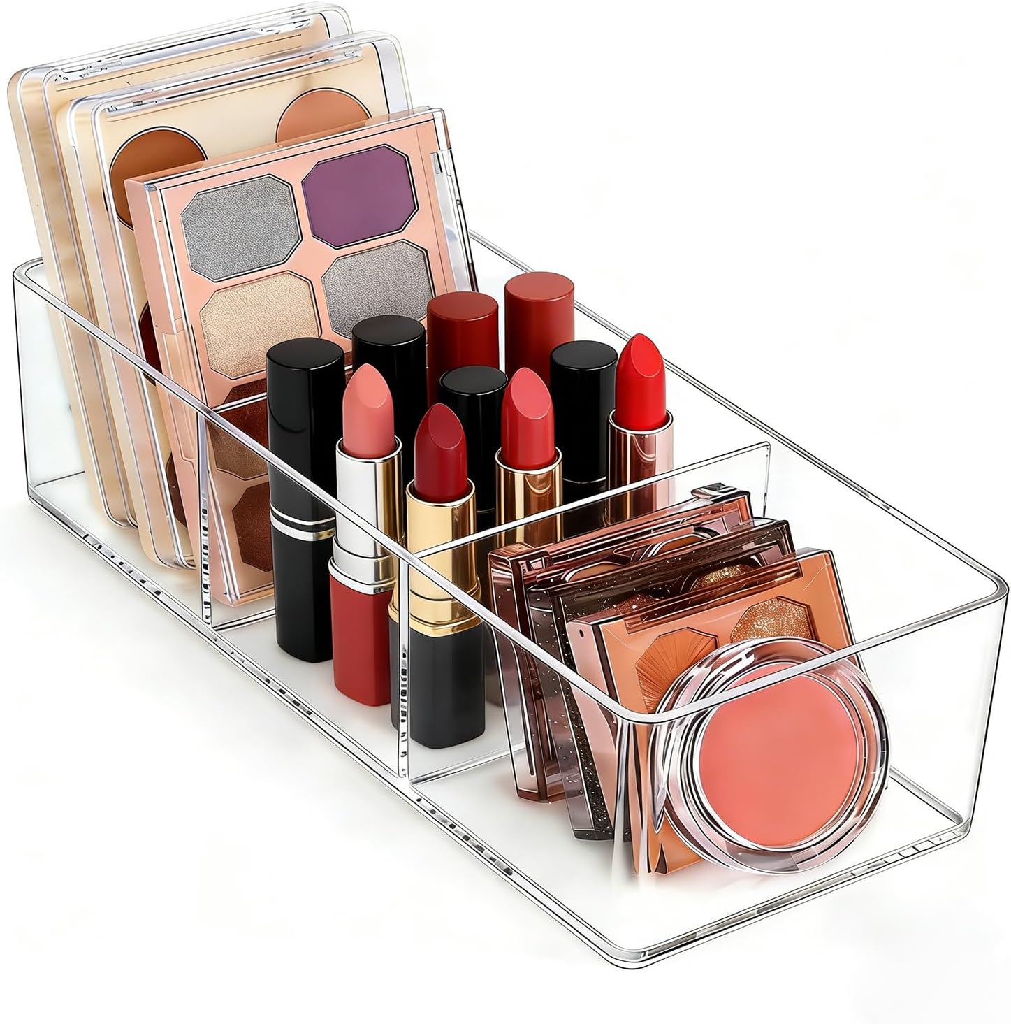 Acrylic Organizers: Makeup Organizer for Drawer Bathroom Countertop - Cosmetic Organizer for Vanity, Kitchen, Office, Makeup Storage (3-Compartment)