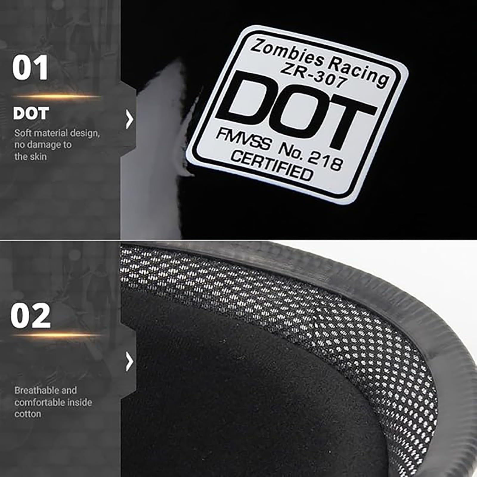 Retro German Style Open Face Beanie DOT Approved Baseball Cap,Low Profile Motorcycle Vintage Moped Scooter Motorbike Bicycle Skull Cap Hel-Mets for Adult Men Women — view 4