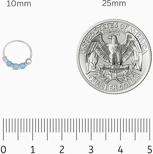 Miniatura 5 de 925 Plata de Ley Oro 14K Aro de Piercing de Hélice - Pendiente de Cartílago Ópalo para Mujeres - Pequeño 10MM Delgado 22 Calibre