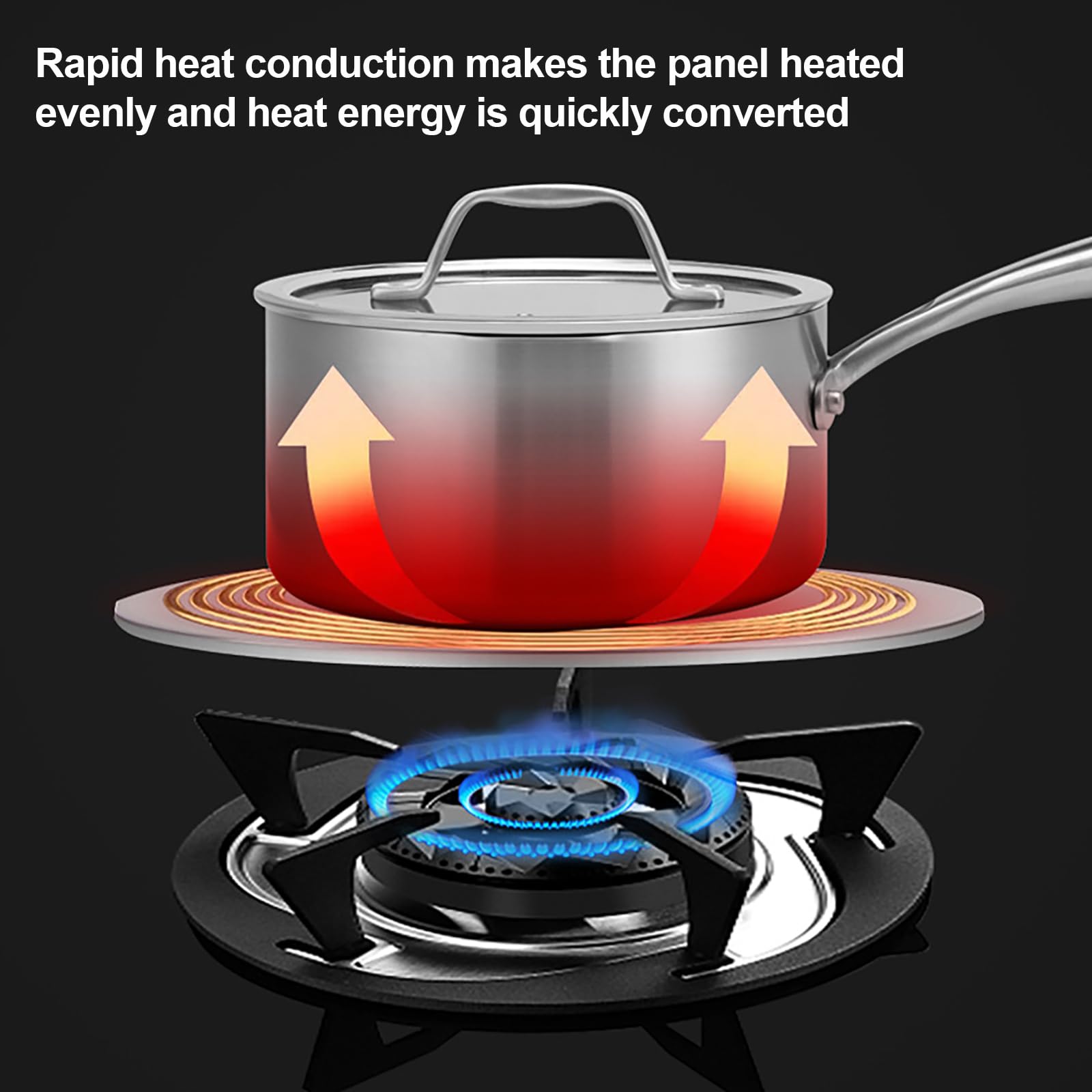 RoseFlower Adaptador Induccion de 28cm/11'', placa convertidora de placa de inducción de acero inoxidable, placa difusora de calor con mango extraíble, adaptador induccion cafetera, plata