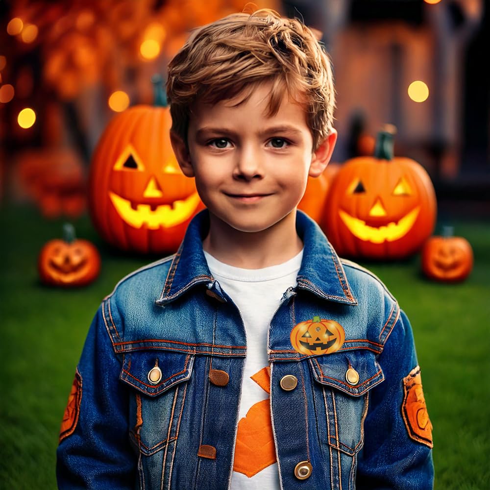 FIESTAS GUIRCA | Orange Pumpkin Pin (1.2 in) - Trick or Treat Accessory for Halloween and Themed Parties - Ideal for Children and Adults - Costume and Decoration Complement - Orange