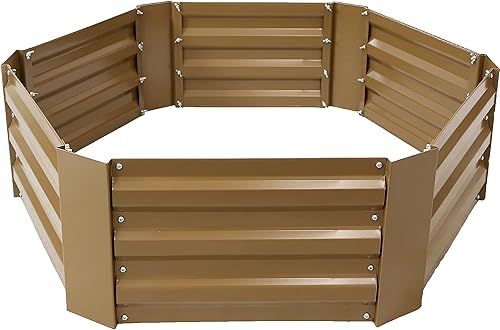 Miniatura 210 de Sunnydaze Cama de jardín de metal elevada de 11.75 pulgadas de alto, cama de jardín elevada galvanizada para exteriores para verduras y flores