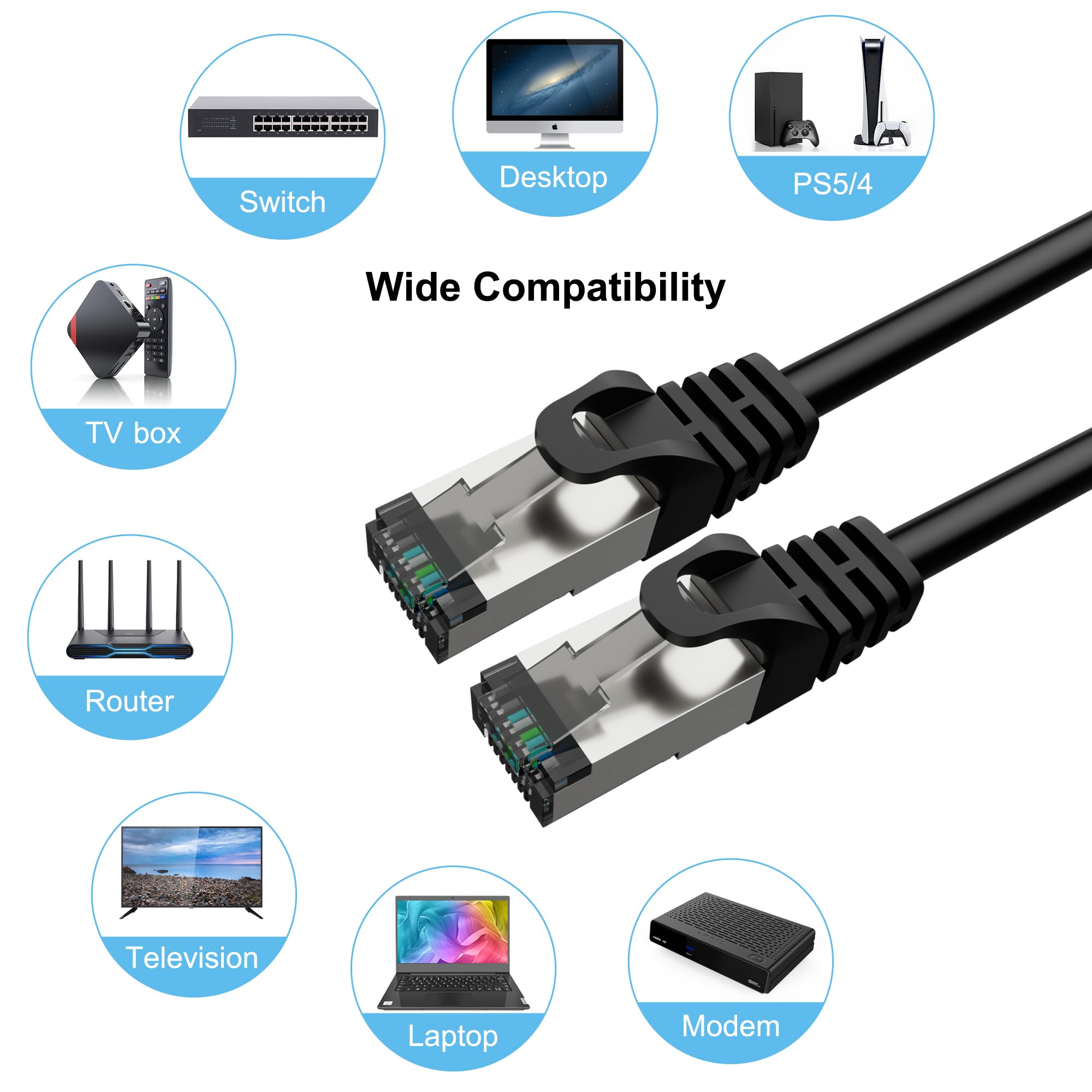 Cavo Ethernet Cat6A 20 Metri Nero - 10 Gbps Per Esterno E Interno | Schermato FTP Con 25 Fascette - Foto 9