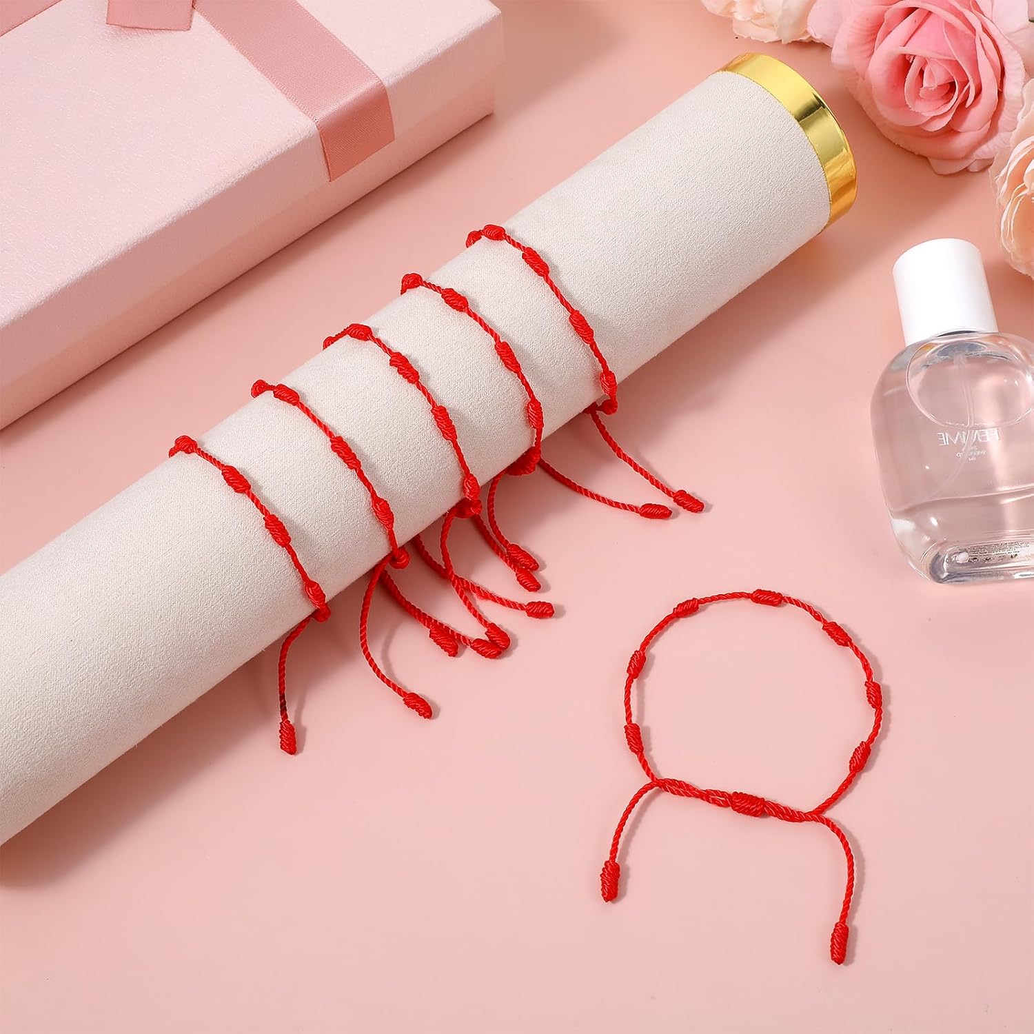 Prasacco 8 Pieces Red String Bracelets Adjustable 7 Knots String Bracelet Red Bracelet for Protection Good Luck Friendship Gifts for Men and Women - Image 4