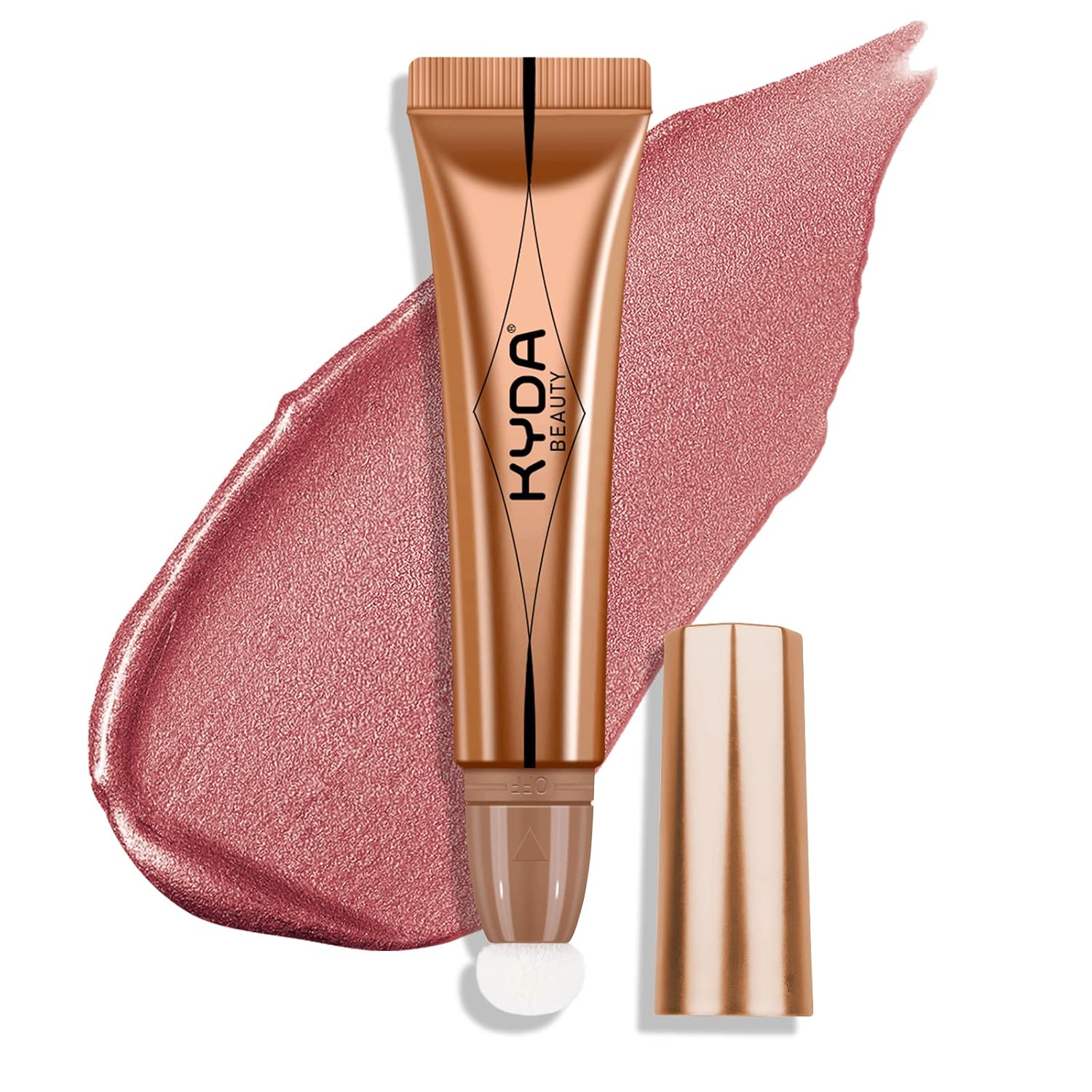 KYDA Blush Beauty Wand, Shimmer Blush with Cushion Applicator, Natural Pearl Finish, Silky Smooth Creamy, Lasting Glowing Cheek Makeup-Shimmer Rose