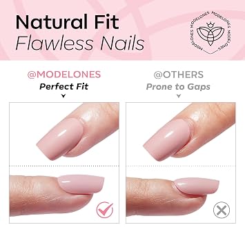 Modelones Chrome French Tip Press on Nails Short Almond 32Pcs Fake Nails