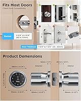 Vista 2 de TCL K1 Smart Knob, Fingerprint Door Knob with Lock, Keyless Entry Biometric Electronic knob, App Control & Code Keypad Door Lock for Bedroom