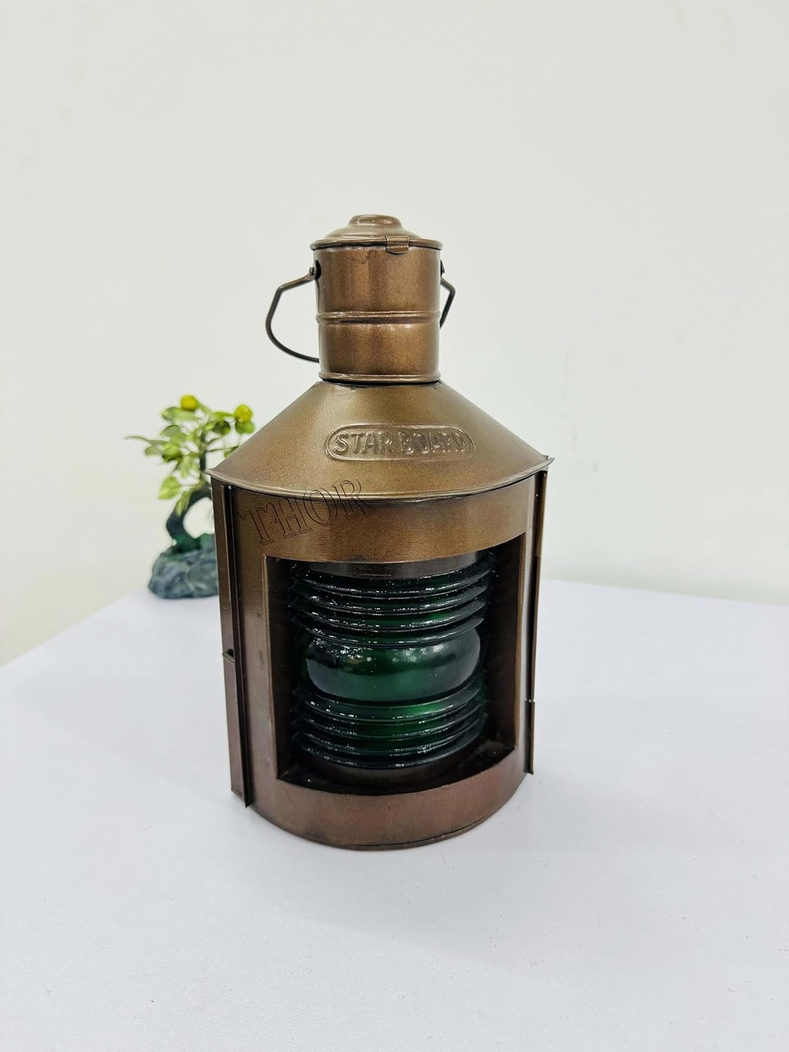 Port & Starboard Ship Lanterns Candle Copper Finish Nautical Oil Lamps Green Fresnel Lenses Boat Light Ship Lamp