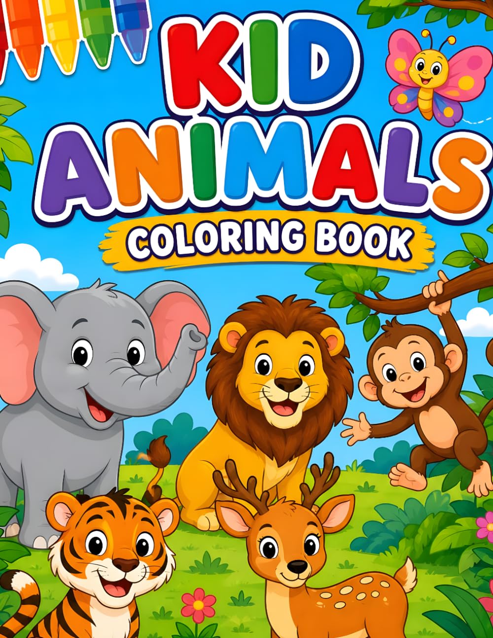Amazing Animal Coloring Book for Kids Ages 5–11: 26 Fun Animal Coloring Pages for Kids