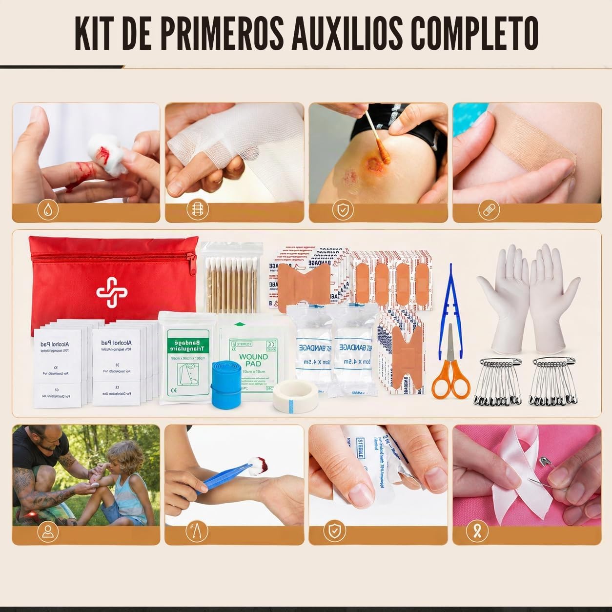 Kit de supervivencia, kit de primeros auxilios de supervivencia de 250 piezas con bolsa compatible con sistema Molle y tienda de campaña de emergencia, kit de emergencia para terremoto, aventura al