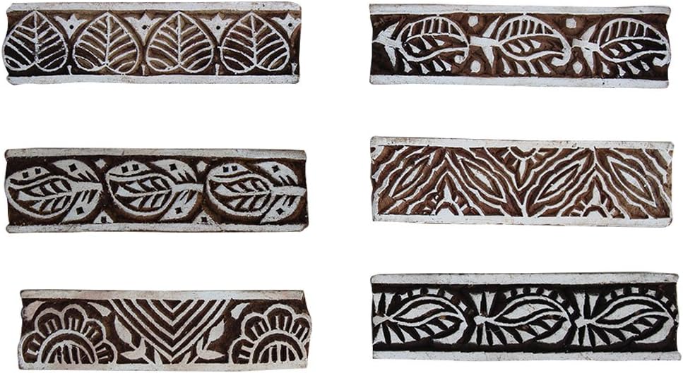 Indian Shelf Vocalforlocal Handmade Brown Set of 6 New Wooden Printing Block