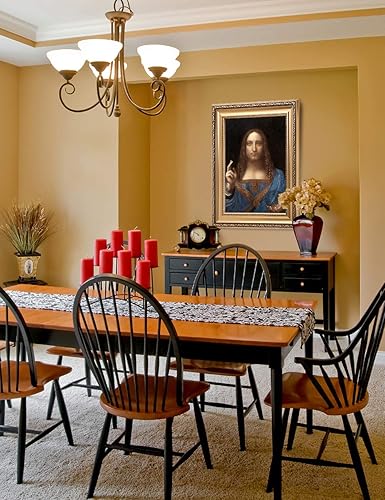 Miniatura 3 de DECORARTS - Retrato de Cristo en Salvator Mundi de Leonardo Da Vinci - Lienzo Giclée Enmarcado