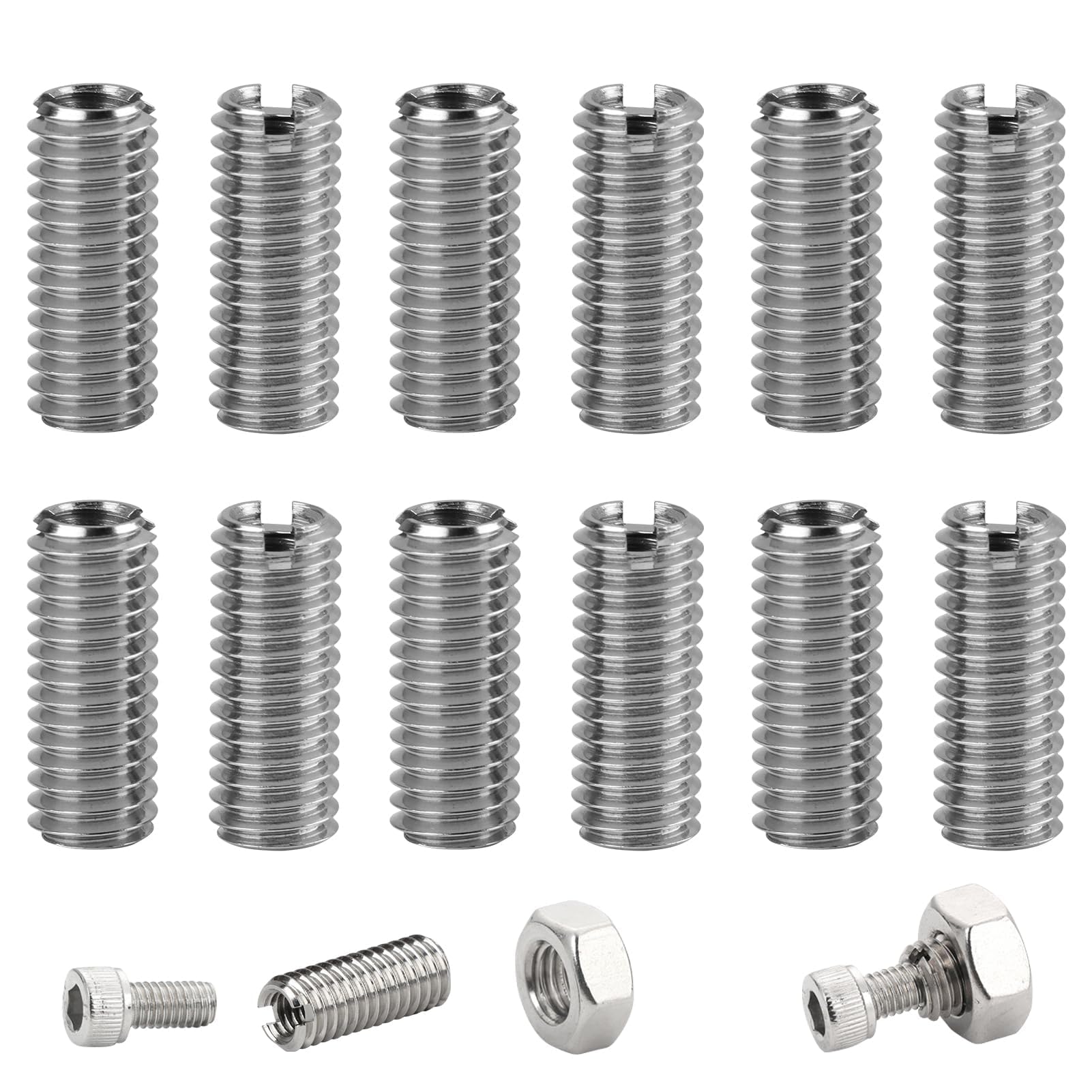 12x Schroefdraadreparatieset – M6 Naar M4, Roestvrij Staal, 15 Mm, Met Installatiegroef, Voor Auto's En Machines
