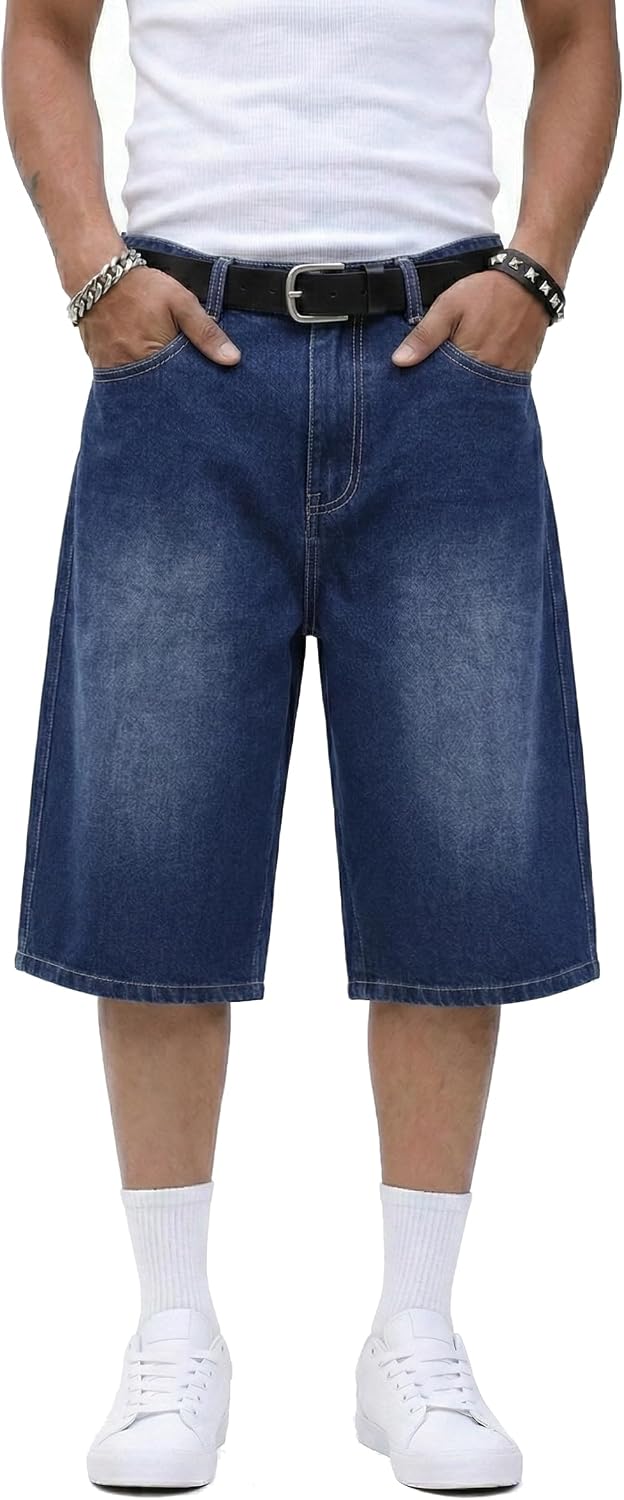 ANOTWENER Mens Baggy Jean Shorts Loose Fit Jorts Casual Dayily Long Denim Shorts
