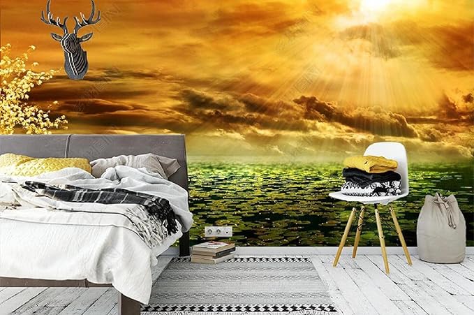 Amazon 壁画3d写真の壁紙 日の出の風景 壁紙寝室のリビングルームの背景の壁の装飾の壁画 400x280cm 壁紙