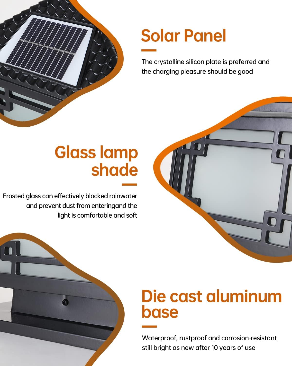 Solar Post Lights with Remote Control Energy-Saving LED Column Lamp Solar Waterproof Outdoor IP55 Luxury Craftsman Outdoor One-Light Exterior Pillar Lantern (Color : Black, Size : H-30cm)