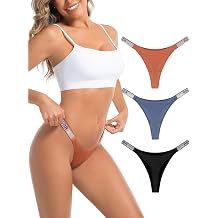 Thong Womens Underwear Sexy Panties Shine Strap G-String Thongs 3 Pack