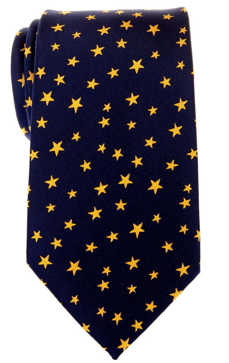 navy tie with yellow polka dots