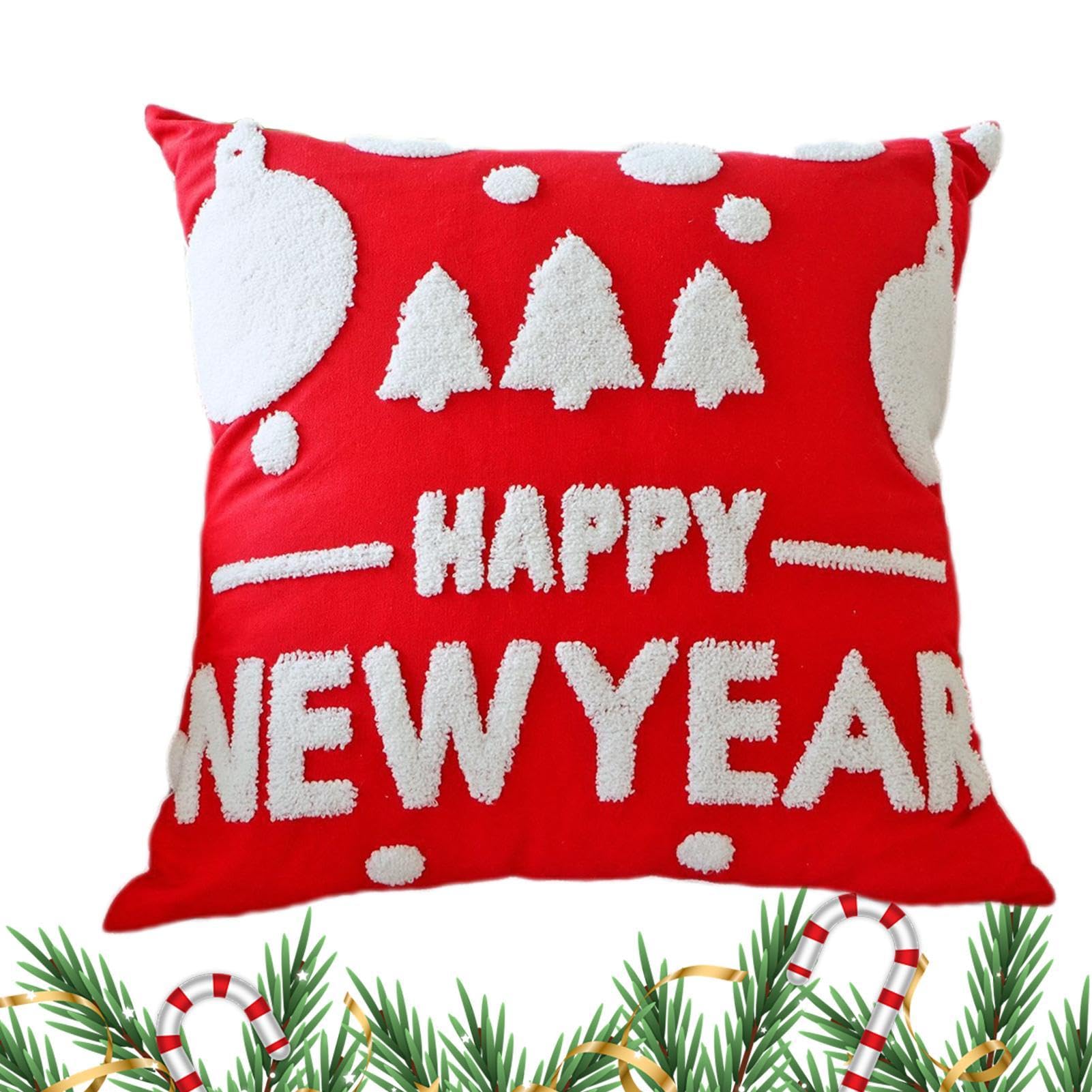 Amazon.co.jp: 刺繍装飾スローピローカバー、クリスマステーマ刺繍