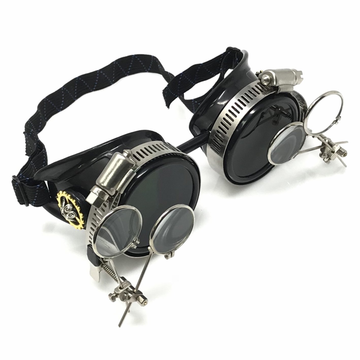 Steampunk Goggles Victorian Glasses with Double Clip on Eye loupe
