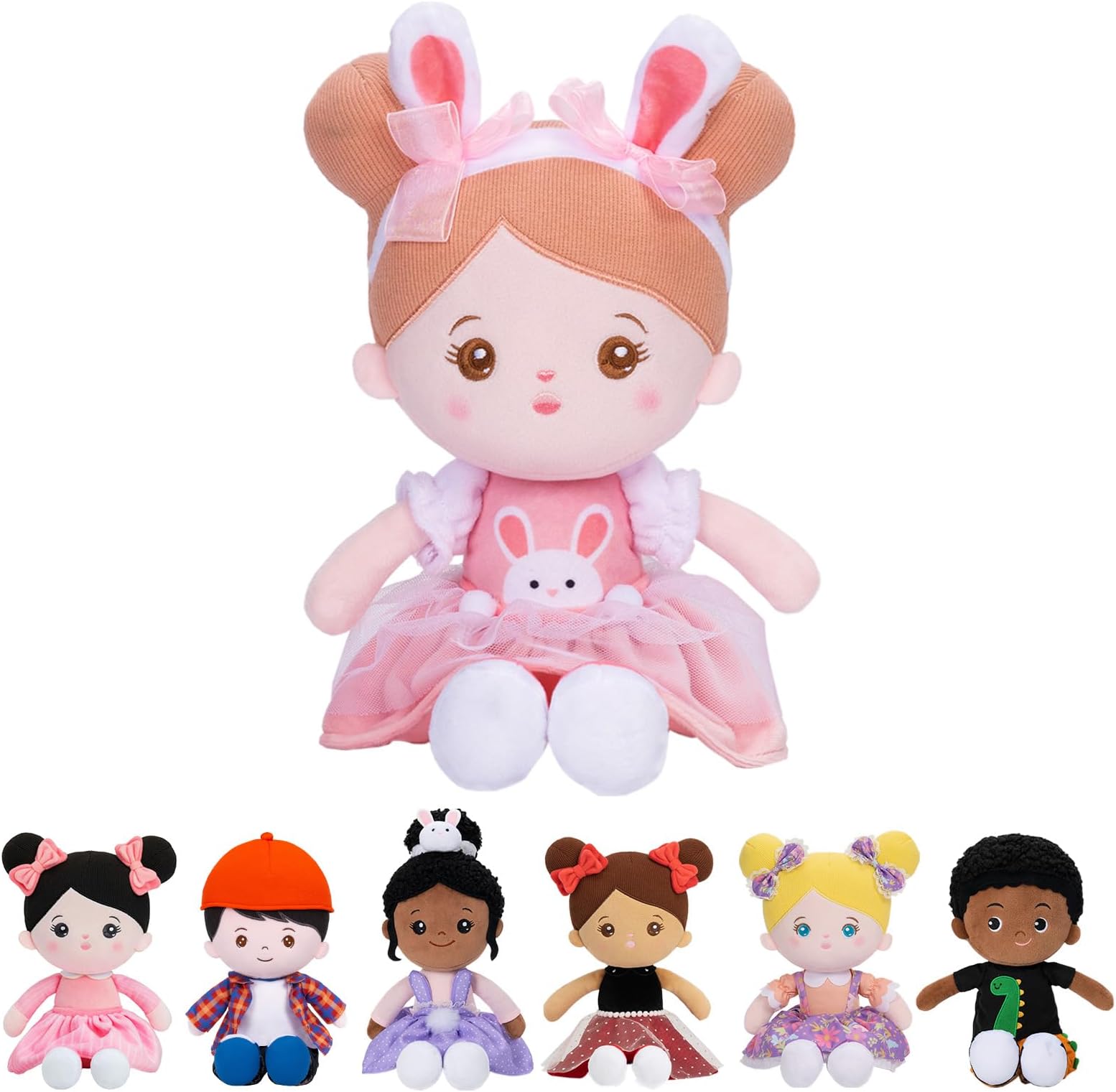 Starpony OUOZZZ Baby Dolls For Girls,Rag Doll,First Doll Gift,Rag Dolls For Girls Age 1 2 3 4,Soft, Comfortable And Safe Toys,15'' Rabbit Doll