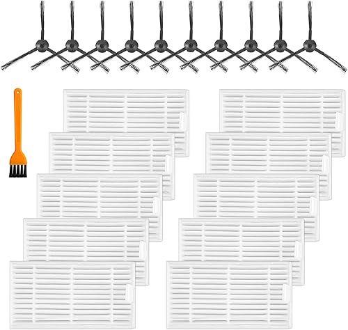 ilovelife Filtro de repuesto y accesorios de cepillo compatibles con robot aspirador ILIFE V3s, V3s pro, V5s, V5s Pro, 10 filtros + 10 cepillos