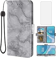 Vista 1 de Asuwish Funda compatible con OnePlus 8T OnePlus8T Plus 9R 5G y protector de pantalla de vidrio con ranura para tarjetero de mármol para One Plus8T5G