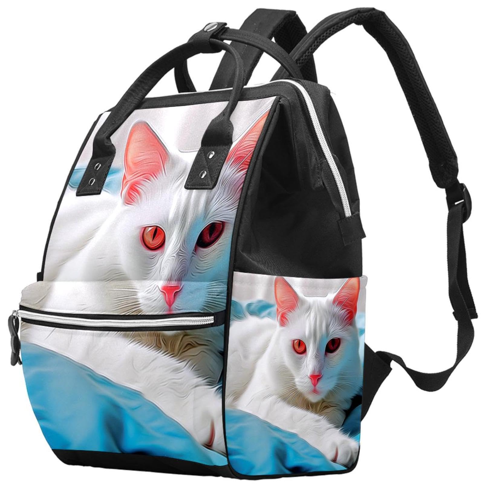 Sac à dos traditionnel chat rose aux yeux verts avec grand compartiment - 6