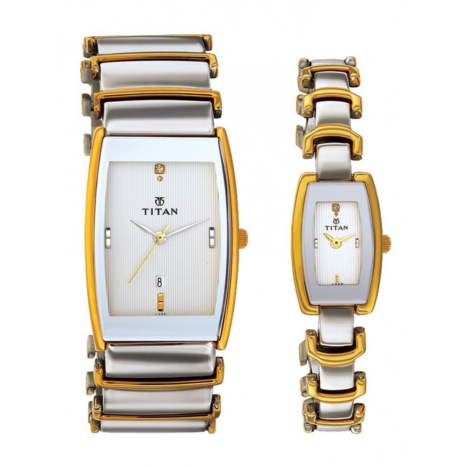 branded couple watch set titan