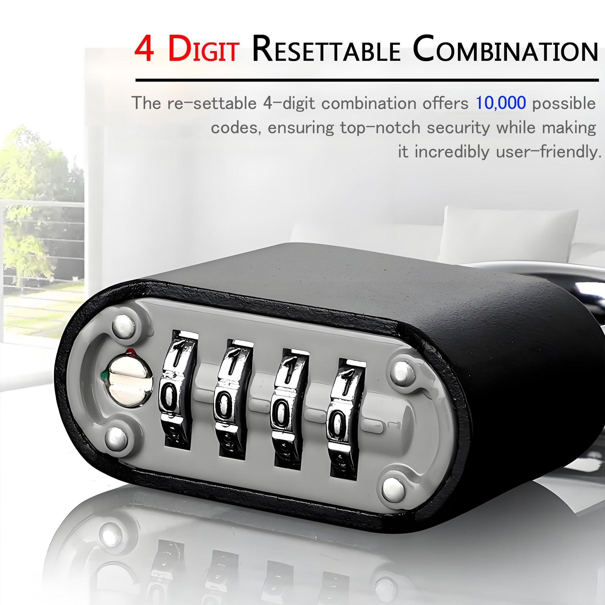 Heavy Duty Combination Padlock,4 Digit Combination Waterproof Padlock with 8mm Thick 304 Stainless Steel Shackle for Garage Home - Image 3
