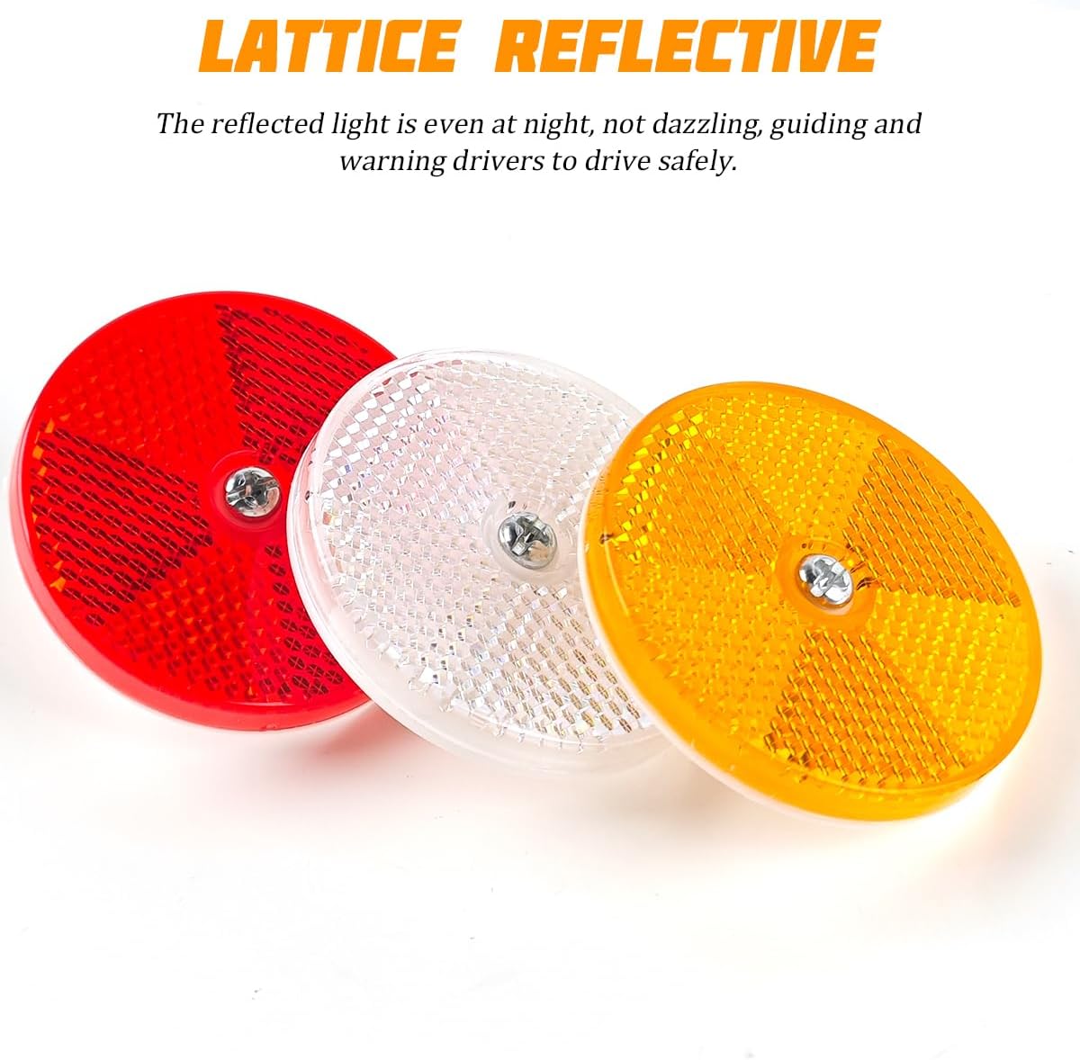 Car Front Round Reflector, 16PCS 2.36" Safety Vehicle Reflectors with Center Mounting Holes & Screws, Reflective Marker for Driveaway Fence Gate Post, Universal for Truck Sedan SUV (Red) image 3