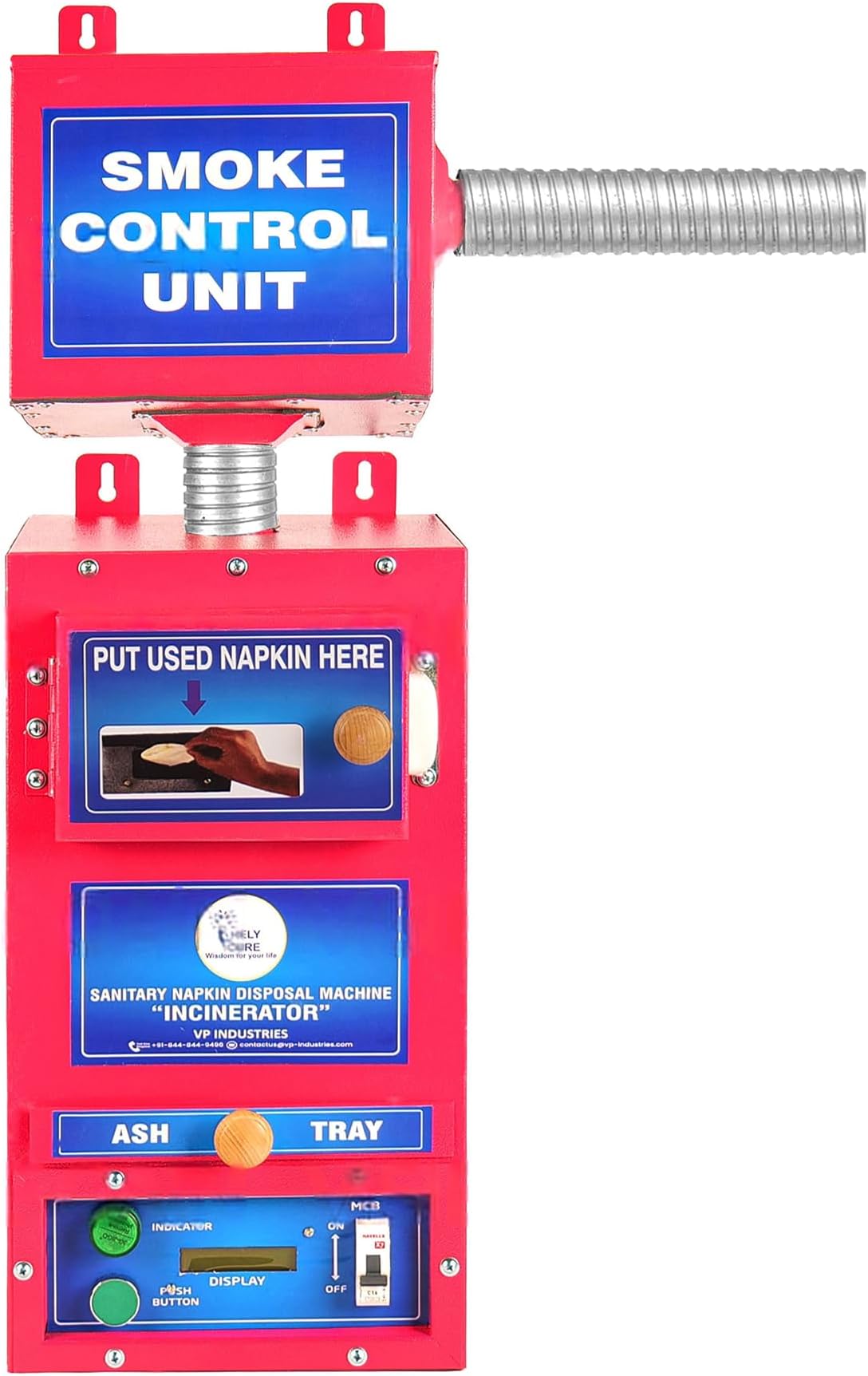 Relycure®⇒VP Industries (Medium-200 Pad Per Day) Sanitary Napkin Incinerator with Digital Display + Smoke Control Unit | Burns 10–12 pads per cycle in just 20 minutes