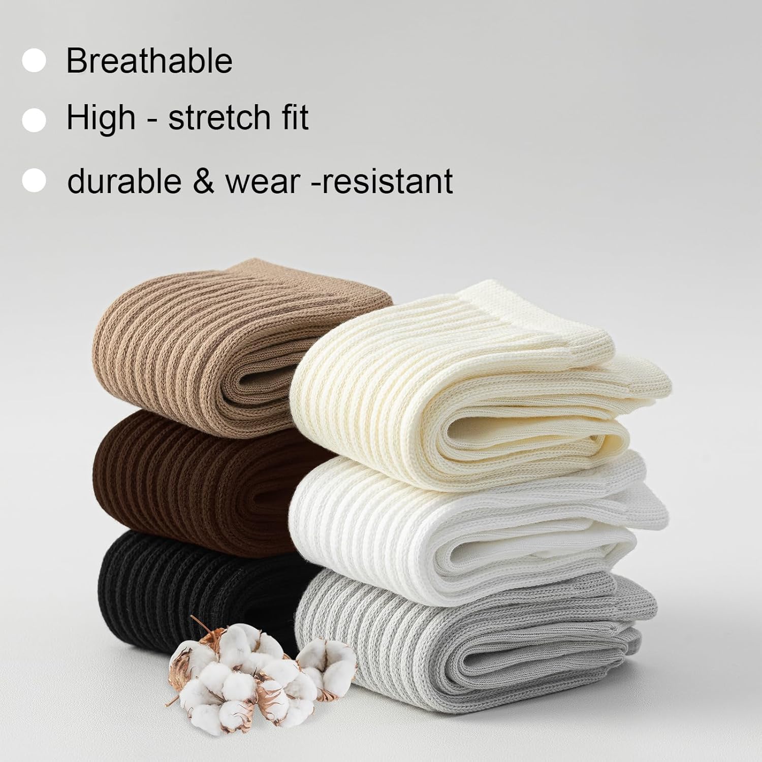 3 Pairs Slouchy Socks, Knee High Long Scrunch Socks, Size 5-9 - Image 4